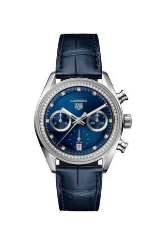 TAG Heuer Carrera Chronograph Glass Box Stainless Steel / Blue - Diamond